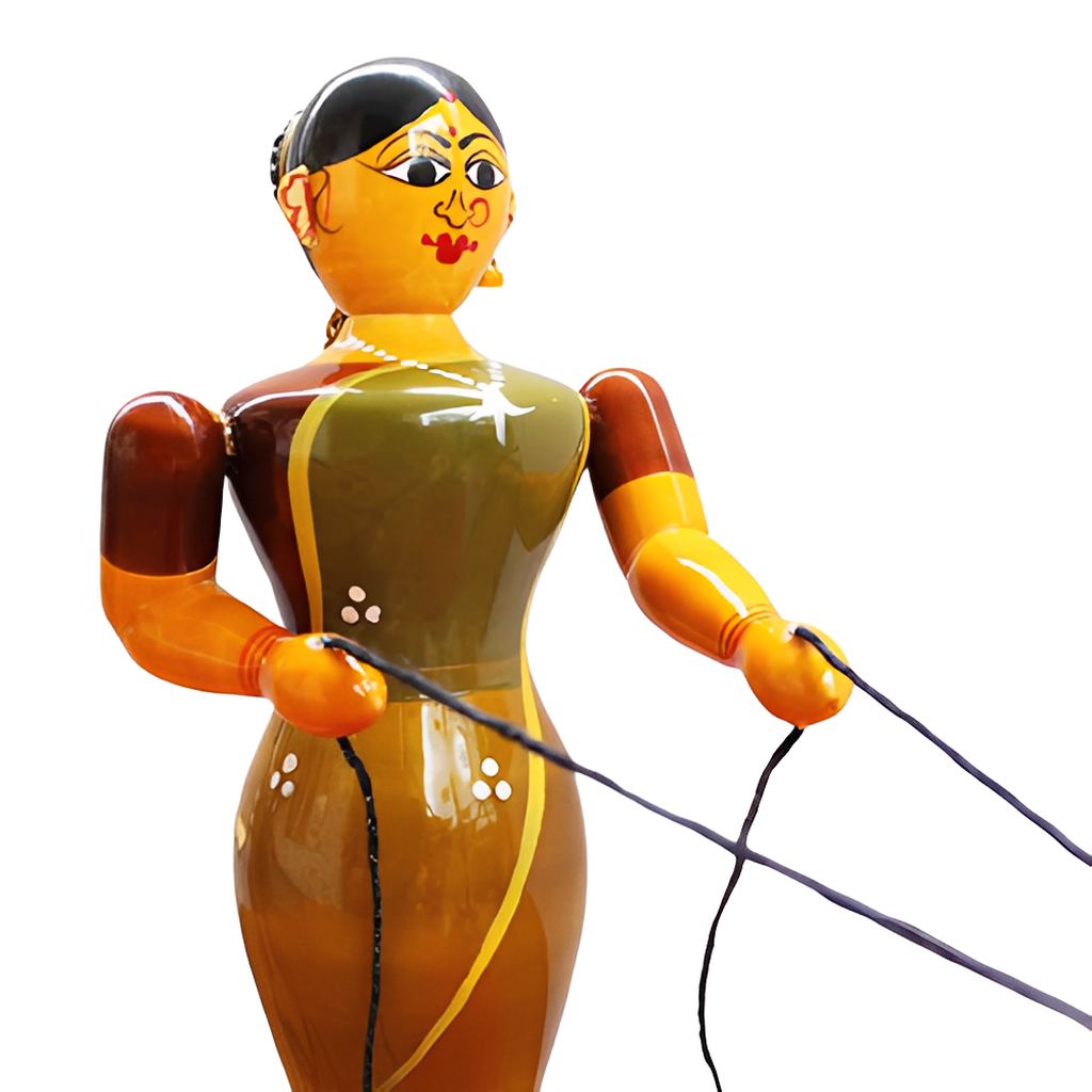 Wooden Woman Butter Making Show Piece for Home Decor | Natural and Non Toxic Items