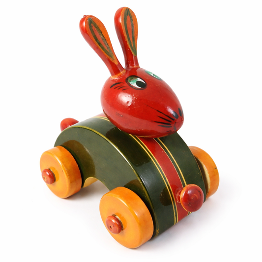 Wooden Rabbit Car Push and Pull Toy | Etikoppaka Handmade Toys Non Toxic and Eco Friendly
