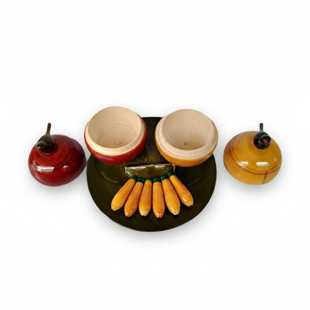 Etikoppaka Handicrafts | Wooden Pasupu KumKum Bowls Set Puja Decor | Natural Colours and Eco Friendly
