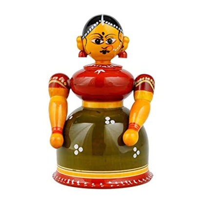 Etikoppaka Wooden Butta Bomma with KumKum Box | Woman Kumkum Box