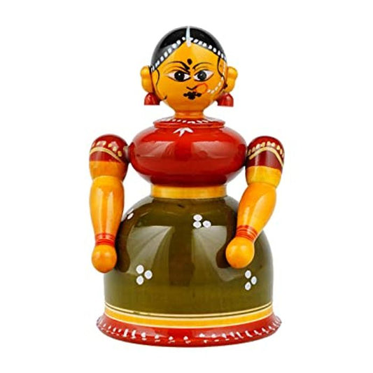 Etikoppaka Wooden Butta Bomma with KumKum Box | Woman Kumkum Box
