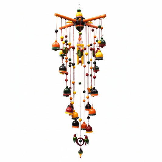 Wooden Hanging Birds Wind Chime for Home Decor| Etikoppaka Handmade Dolls