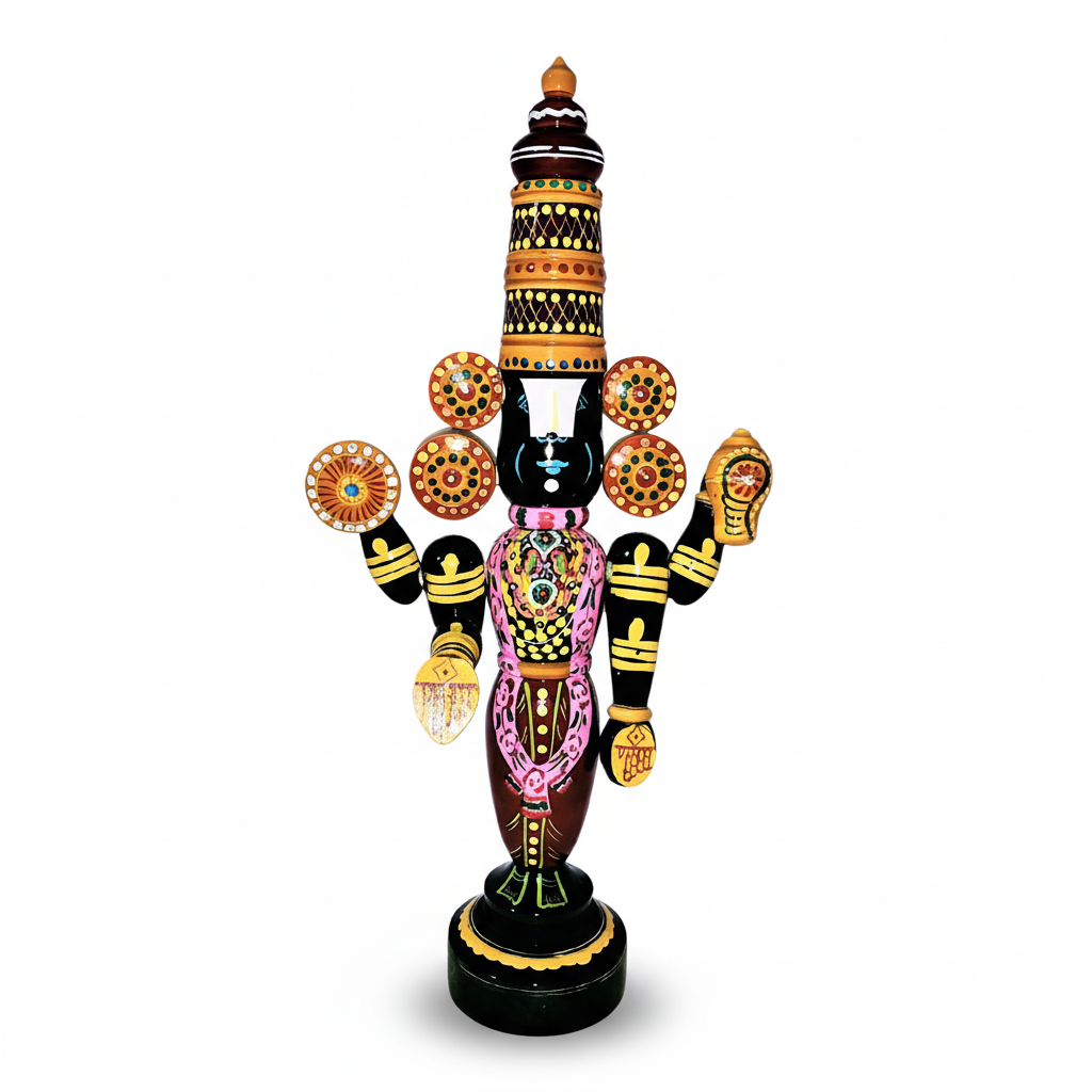 Etikoppaka Handicraft Wood Lord Balaji | Lord Venkateswara Idol standing Model