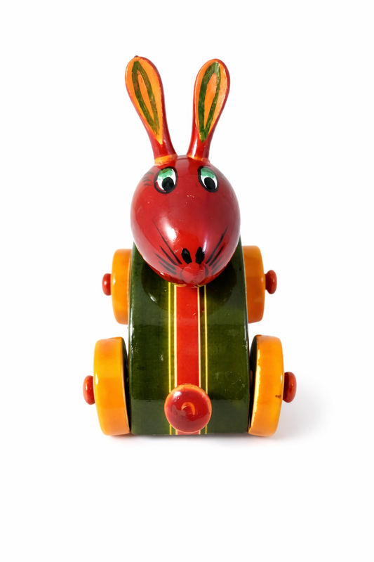 Wooden Rabbit Car Push and Pull Toy | Etikoppaka Handmade Toys Non Toxic and Eco Friendly