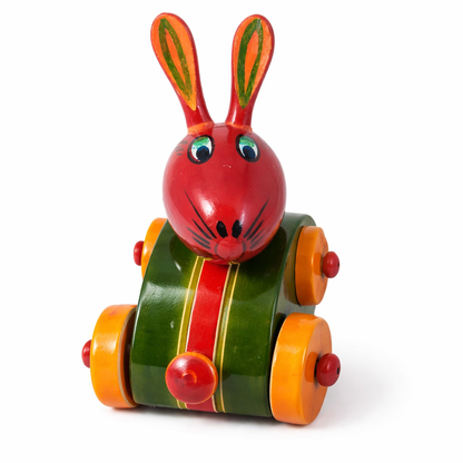 Wooden Rabbit Car Push and Pull Toy | Etikoppaka Handmade Toys Non Toxic and Eco Friendly