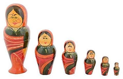 Traditional Women Set 6 in 1 Doll | Etikoppaka Handmade and Eco Friendly