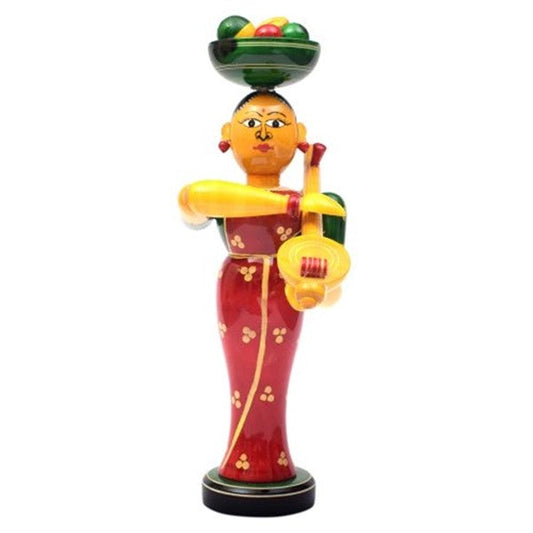 Etikoppaka Wooden Lady Fruit Seller | Wood Lady Musician | Eco Friendly Toys