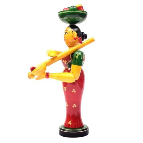 Etikoppaka Wooden Lady Fruit Seller | Wood Lady Musician | Eco Friendly Toys