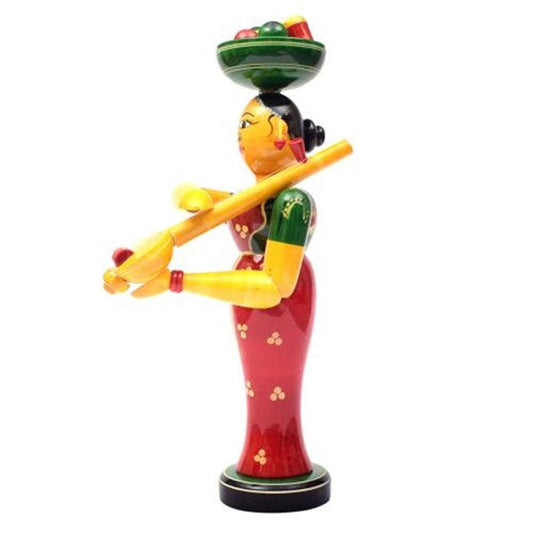 Etikoppaka Wooden Lady Fruit Seller | Wood Lady Musician | Eco Friendly Toys