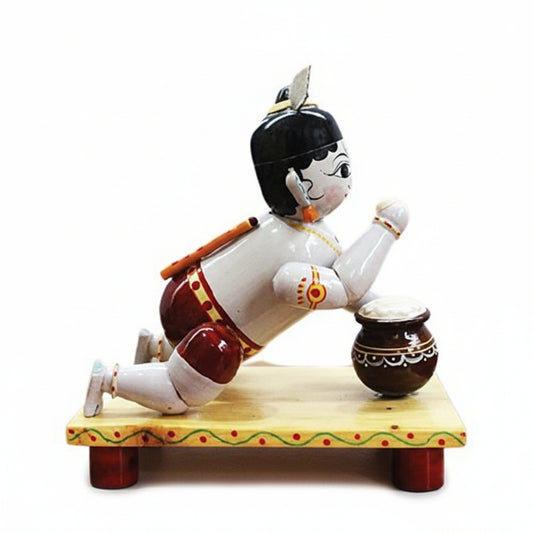 Etikoppaka Handmade Toys | Wooden Crawling Krishna Show Piece for Home Decor and Office