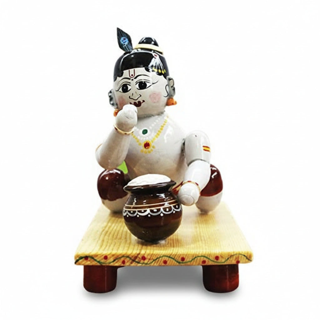 Etikoppaka Handmade Toys | Wooden Crawling Krishna Show Piece for Home Decor and Office