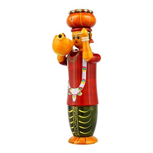 Wooden Haridasu with Holding Veena | Etikoppaka Handmade Toys