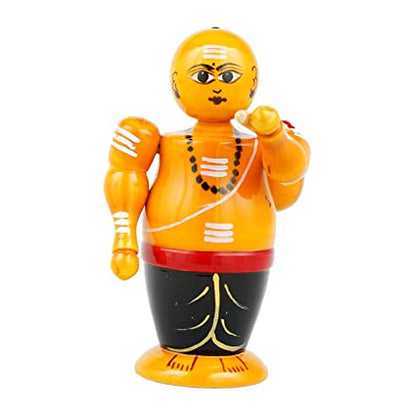 Wood Panthulu (Priest) Doll, Show Piece | Etikoppaka Lacquer Toys