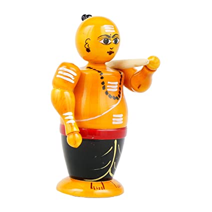 Wood Panthulu (Priest) Doll, Show Piece | Etikoppaka Lacquer Toys