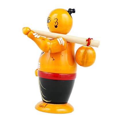 Wood Panthulu (Priest) Doll, Show Piece | Etikoppaka Lacquer Toys