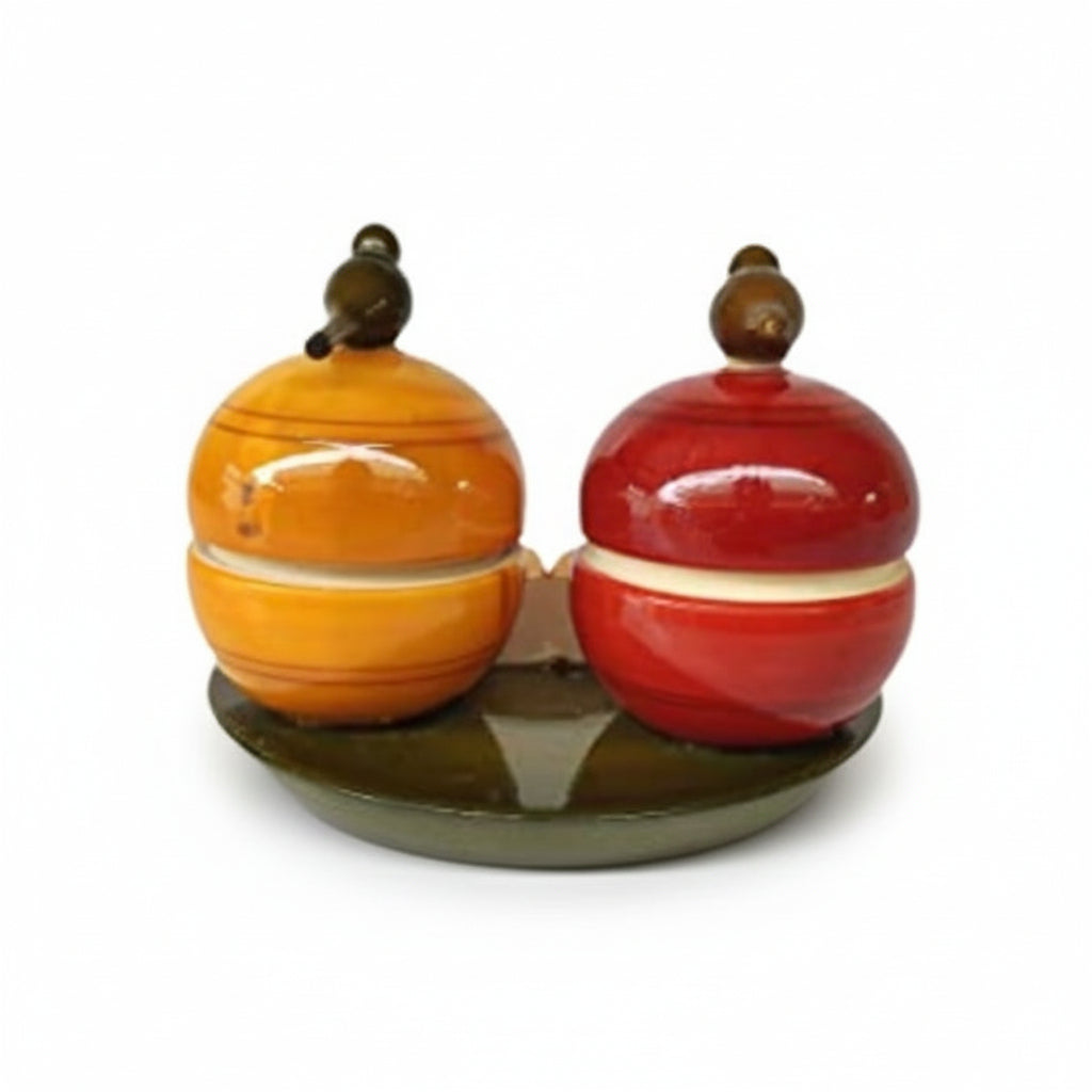 Etikoppaka Handicrafts | Wooden Pasupu KumKum Bowls Set Puja Decor | Natural Colours and Eco Friendly