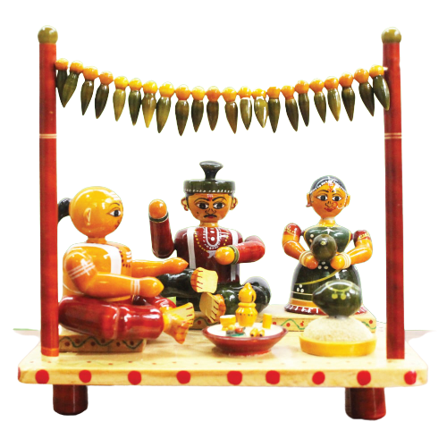 Wooden Marriage Couple Pelli Mandam | Marriage Stage Set for Home Decor